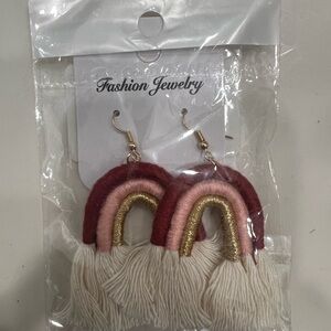 Fashion Jewelry Burgundy and Pink Statement Earrings